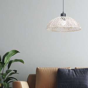 Bohemian Cotton <b>Rope</b> Lampshade Bell Shape Off White Eco Friendly Fabric Pendant <b>Light</b> Cover For Bedroom Homestay Hotel - Product Image 4