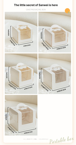 Boîte à pâtisserie portable de différentes tailles, de qualité alimentaire, pliable, pour tiramisu, conteneur jetable pour boulangerie, mini-boîte avec poignée et fenêtre transparente - Product Image 6