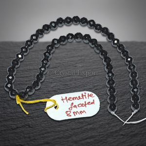 Perles facettées en hématite, brins de 8 mm - crystalexport.com |   Disponible dans de nombreuses couleurs pour la fabrication de bijoux - Product Image 2