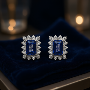 Pendientes Dilich Ciongim de Diamantes Azules Zafiro, Corte Esmeralda, Color D Natural, Joyería Clásica para Mujer, para Boda - Product Image 2