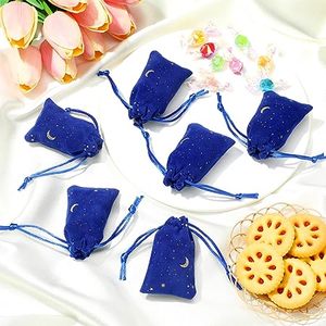 Gift Packaging Drawstrings Velvet Bags for Jewelry Moon <b>Star</b> Pouch Reusable Velvet Dust Proof Storage Bags - Product Image 3