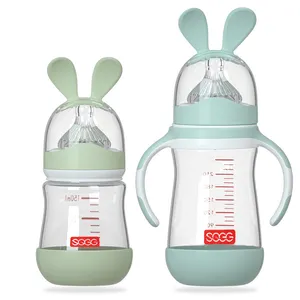150Ml 240Ml Brede Hals Anti-Dropping Beste Hoge Borosilicate Baby Melk Fles Glas Zuigflessen Voor Baby
