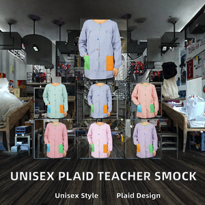 <span class=keywords><strong>Camice</strong></span> da Insegnante Unisex a Quadri, Manica Lunga, per Scuola Primaria, Taglia L per Adulti, in Poliestere/Cotone, Personalizzabile con Ricamo del Nome - Product Image 2
