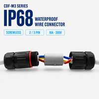 Connecteur de câble étanche IP68 sans vis, série CDF M3, 2 ou 3 broches, 16A 300V, diamètre de câble 4-7mm, nylon PA66, mini, extérieur