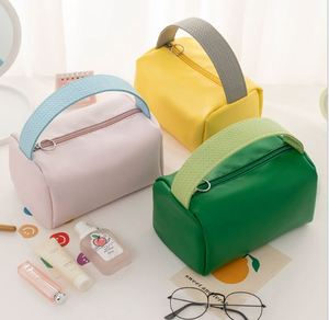 Sac de maquillage personnalisable en PU, tendance, portable, de voyage, couleur bonbon, étanche, avec fermeture éclair, grande capacité, sac fourre-tout à main pour échantillons - Product Image 3