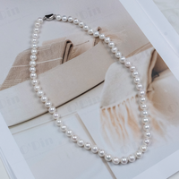 Set Kalung dan Gelang Mutiara Bulat dengan Anting Mutiara Bentuk Roti untuk Wanita, Hadiah Perhiasan Mutiara