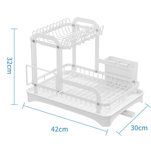 Moderno Estante de Almacenamiento de Platos de Acero Inoxidable para Cocina, Estrecho, Pequeño, Doméstico, Impermeable, de Doble Nivel, para Cuencos y Palillos - Product Image 5