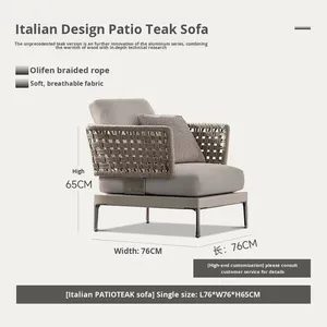Nordico moderno <span class=keywords><strong>Patio</strong></span> esterno divano Set in legno di Teak e Rattan per balcone all'aperto cortile giardino o Villa - Product Image 6