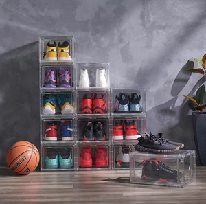 Wholesale Injection Molded Modern Acrylic Shoe <b>Storage</b> Boxes Square Transparent <b>Plastic</b> Sneaker Rack Magnetic Drop Front <b>Drawer</b> - Product Image 5