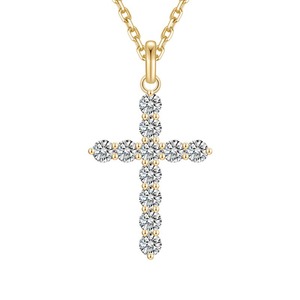 Collier choker croix scintillante SGARIT personnalisé entièrement pavé, or blanc, rose et jaune 18 carats, diamants de laboratoire, certificat IGI, pour femme - Product Image 3