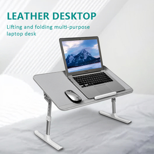 Tavolino Pieghevole per Laptop da Letto, Regolabile a 5 Angolazioni, Tavolo Portatile <span class=keywords><strong>in</strong></span> Pelle PU per Laptop e Scrittura - Product Image 2