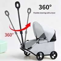 Chariot pour animaux de compagnie en acier au carbone, tissu Oxford 300D, pliable, chariot pour chien, design portable à tirer à la main, utilisation en extérieur pour les voyages