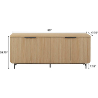 Meuble de rangement OEM/ODM personnalisé en bois de chêne, buffet console moderne à portes cannelées pour salle à manger et cuisine, usage domestique