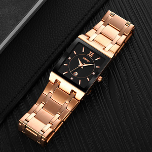 Montre chronographe carrée pour homme, montre-bracelet de luxe en acier inoxydable, montre à quartz étanche 30M - Product Image 1
