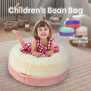 Canapé-pouf pour enfants au design couleur macaron, avec rembourrage en mousse déchiquetée, coussin de sol pour salon et chambre - Product Image 3
