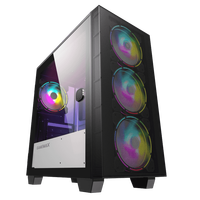 GAMEMAX Used 2022 Factory Design Micro ATX Mid Tower PC Case HD USB3.0 12cm Tempered Glass Black Cooling Fans Gaming Computer