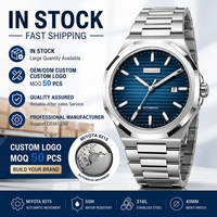 Montres automatiques Miyota 8215 42 mm haut de gamme en stock, logo personnalisé OEM ODM, acier inoxydable 316L, montre mécanique