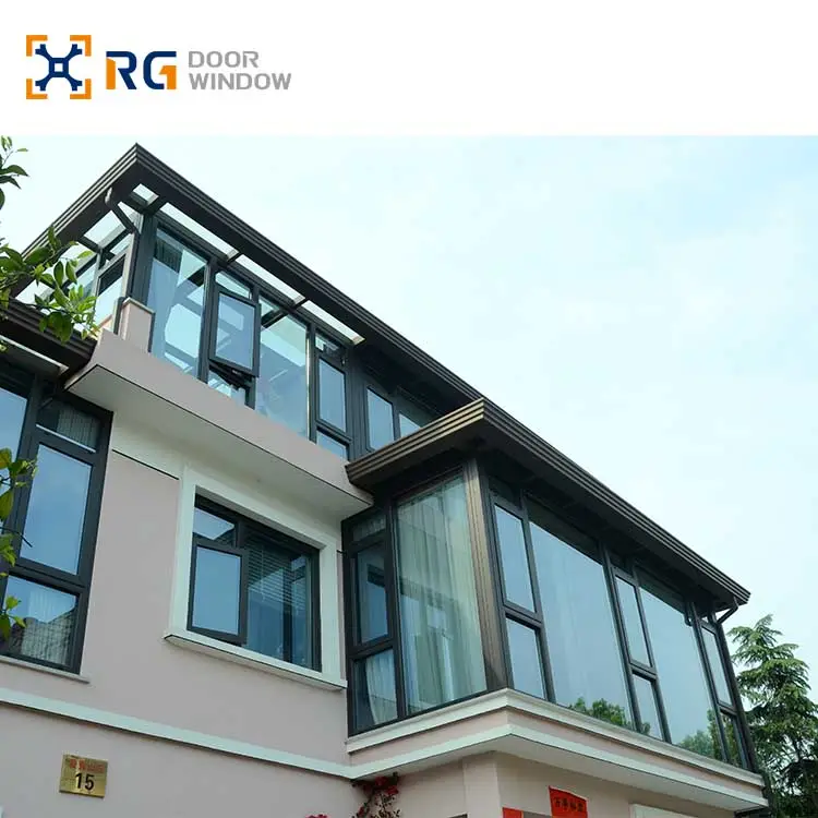 RG100 fabbrica all'ingrosso su misura Sunroom all'aperto quattro stagioni giardino in alluminio vetro camera veranda in lega di alluminio