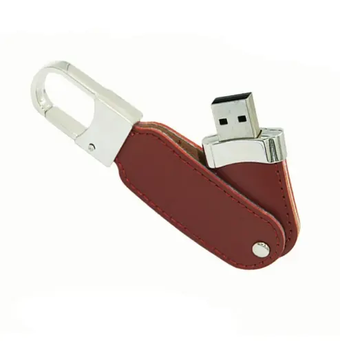 ร้อนขายการออกแบบใหม่หนังหมุน USB แฟลชปากกาไดรฟ์หนังจริง 64GB ความจุ 1GB-64GB ตัวเลือก USB 2.0 อินเทอร์เฟซ PC