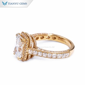 Tianyu Gems Conception Populaire Radiant Cut Moissanite Diamant DEF VVS1 10k 14k 18k Or Jaune Bijoux Bagues de Fiançailles pour Femmes - Product Image 2
