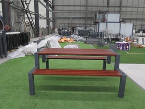 Bộ Băng Ghế Bàn Dã Ngoại Công Viên Công Cộng Bằng Gỗ Sân Ngoài Trời Nhà Máy - Product Image 6