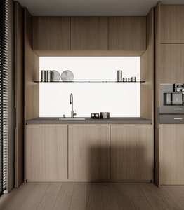 Armoires de cuisine modernes et simples de Foshan, multifonctionnelles, avec porte escamotable, armoires sur mesure avec îlot central, ensemble complet - Product Image 1