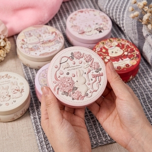Lata Redonda con Estampado de Conejo, Mini Caja Metálica para <span class=keywords><strong>Galletas</strong></span> y Dulces, Envase Decorativo Personalizado para Almacenamiento de Alimentos - Product Image 2