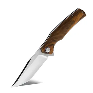 हॉट सेलिंग डी 2 स्टील ब्लेड आउटडोर बचाव जेब चाकू सोना सैंडलवुड सामरिक तह शिविर चाकू