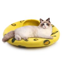 Handgefertigtes Wollfilz-Katzenbett mit Leopardenmuster, Eiförmig, Natürlich Gefilzt, Waschbar, Langlebig, Geschlossenes Katzenversteck, Anpassbar