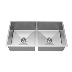 Évier de cuisine résidentiel double cuve carrée égalée, encastré sous plan, en acier inoxydable SUS304 brossé anti-traces de doigts, à profil profond et sur mesure - Product Image 2