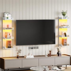 Hiện Đại 4-Tầng Nổi Tường Kệ LED Ánh Sáng Hiển Thị Dọc Đứng Kệ Cho Phòng Ngủ Phòng Khách Treo Tường Lưu Trữ Tủ Sách - Product Image 1