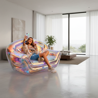Canapé gonflable rose en PVC transparent personnalisé pour 2 personnes, portable et pratique, fauteuil d'angle gonflable, fauteuil à bascule gonflable