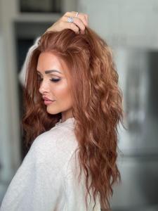 Perruque à dentelle frontale CARKIRA 13x4, 18 pouces, vague d'eau, couleur gingembre cuivré, dentelle transparente, sans colle, ligne de cheveux naturelle scandinave, résistante à la chaleur - Product Image 2