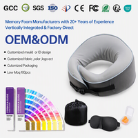 Oreiller de voyage ergonomique en mousse à mémoire de forme en U, personnalisable OEM/ODM, anti-bactérien, non toxique, avec logo et emballage sur mesure, design portable