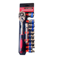 Jeu de douilles CR-V premium 12 pièces 3/8 avec rallonge, compatible OEM, couple max. 1300 lb-pi pour réparation professionnelle de véhicules