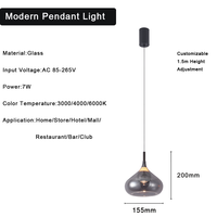 Lampe suspendue créative pour restaurant, cuisine, salle à manger, bar, en aluminium fumé et verre, pour cuisine