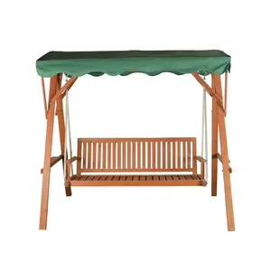 Outstanding quality wood garden swing bench antique wooden swing with green shed frame