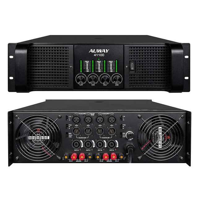 AUWAY 41100 Class H 3U 4-Channel Analog Stereo Power Amplifier 1650W 4 Ohms XLR/Speakon Mounting AC 110V/220V