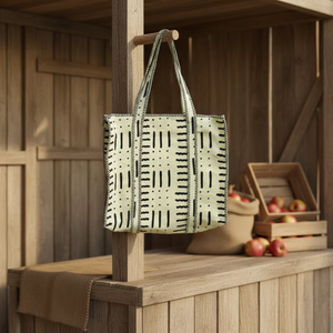 Ziana Handmade Quilted Cotton Tote <b>Bag</b> Women Eco Friendly <b>Drawstring</b> Closure Shoulder Strap Boho Printed <b>Large</b> Shopping <b>Bag</b> - Product Image 1