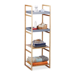 Étagère de rangement en bambou sur pied à 4 niveaux personnalisée pour l'organisation - Product Image 1