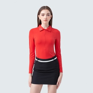 Haut de golf ajusté à col rabattu pour femme, jupe plissée à manches longues, imprimé sportif polyvalent pour le printemps et l'automne - Product Image 6