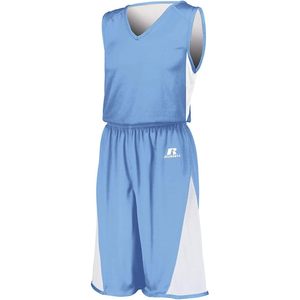 Pantalones Cortos de Baloncesto Reversibles de una Sola Capa para Jóvenes, Color Azul/Blanco Columbia - Product Image 1