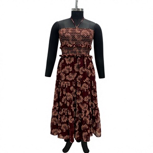 Strapless Boho Maxi <b>Dress</b> <b>Vintage</b> High Waist Cotton A Line Floral Printed Ruffle <b>Summer</b> Casual <b>Dress</b> - Product Image 1