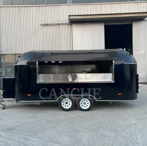 Remorque de camping mobile noire de 5 m, kiosque de cuisine en plein air avec équipement - Product Image 4