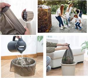 Huamaohengchun 6 Rollos de Bolsas de Basura Desechables Pequeñas, Material LDPE, para Oficina y Baño (120 Unidades, 4 Galones, Negras) - Product Image 4