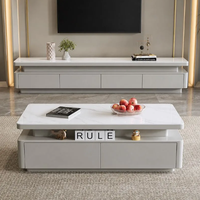 Table basse moderne en marbre et bois, meuble TV sur pied avec rangement double couche, convertible, pour salon domestique
