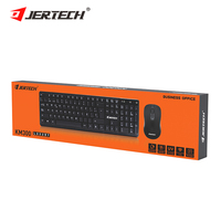 Keyboard dan Mouse Nirkabel JERTECH KM300 Hitam Putih 2.4G Mini Komputer Kantor Gaming yang Dapat Disesuaikan