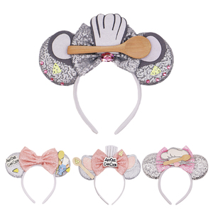 Diadema de Orejas de Ratón para Cocinar, Gorro de Chef y Cuchara, <span class=keywords><strong>Disfraz</strong></span> de Dibujos Animados, Diadema para Fiestas, Juego de Roles, Accesorio para la Cabeza MH049 - Product Image 1