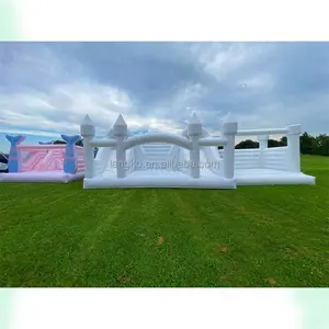 white bounce house with slide for party pink mermaid inflatable bounce house party rental equipment
