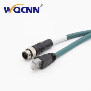 M12 Connector X Coded 8Pin Male To RJ45 Cat6 Ethernet High Flexible 8 Pin Machine Vision Industrial Camera Cable